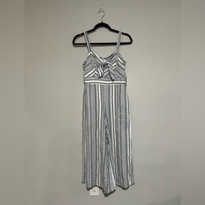 Violet Weekend Navy/Cream Stripe Cropped Jumpsuit Size 4 NEW Retro Wide Leg